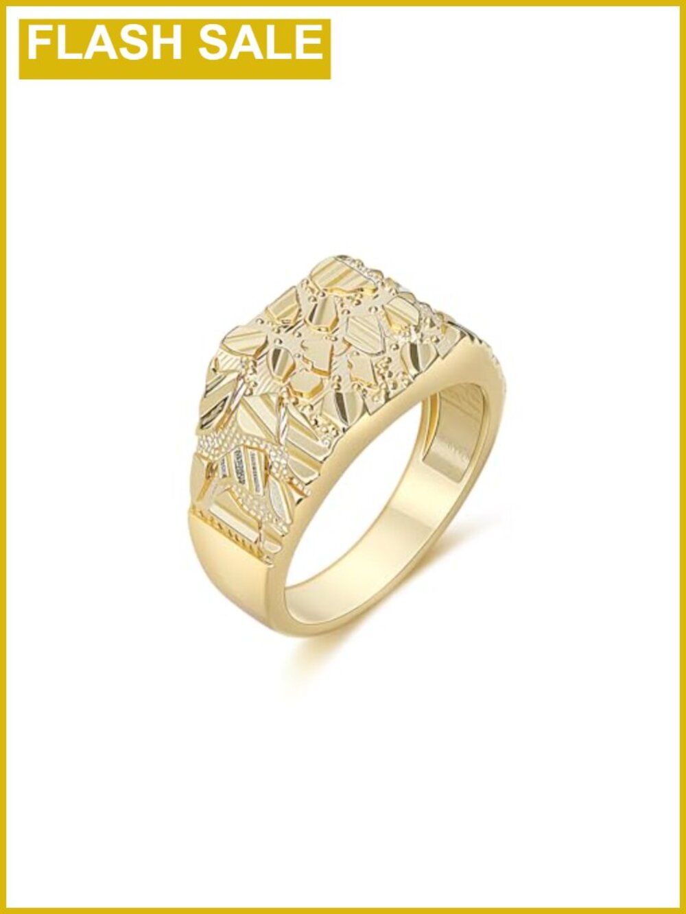 14k Gold Plated Brass Smashed Nugget Statement Ring Unisex